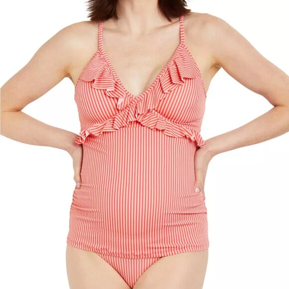 Motherhood Maternity Ruffled Tankini Swimsuit size small - Picture 1 of 4